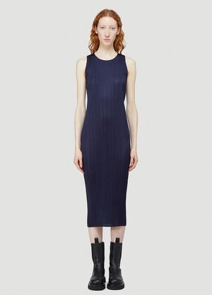 Pleats Please Issey Miyake Basics Sleeveless Dress Blue plp0242010