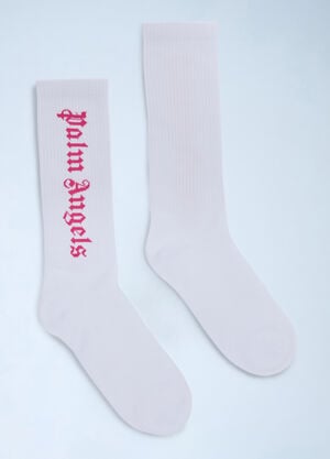 Palm Angels Logo Motif Socks White pma0260054