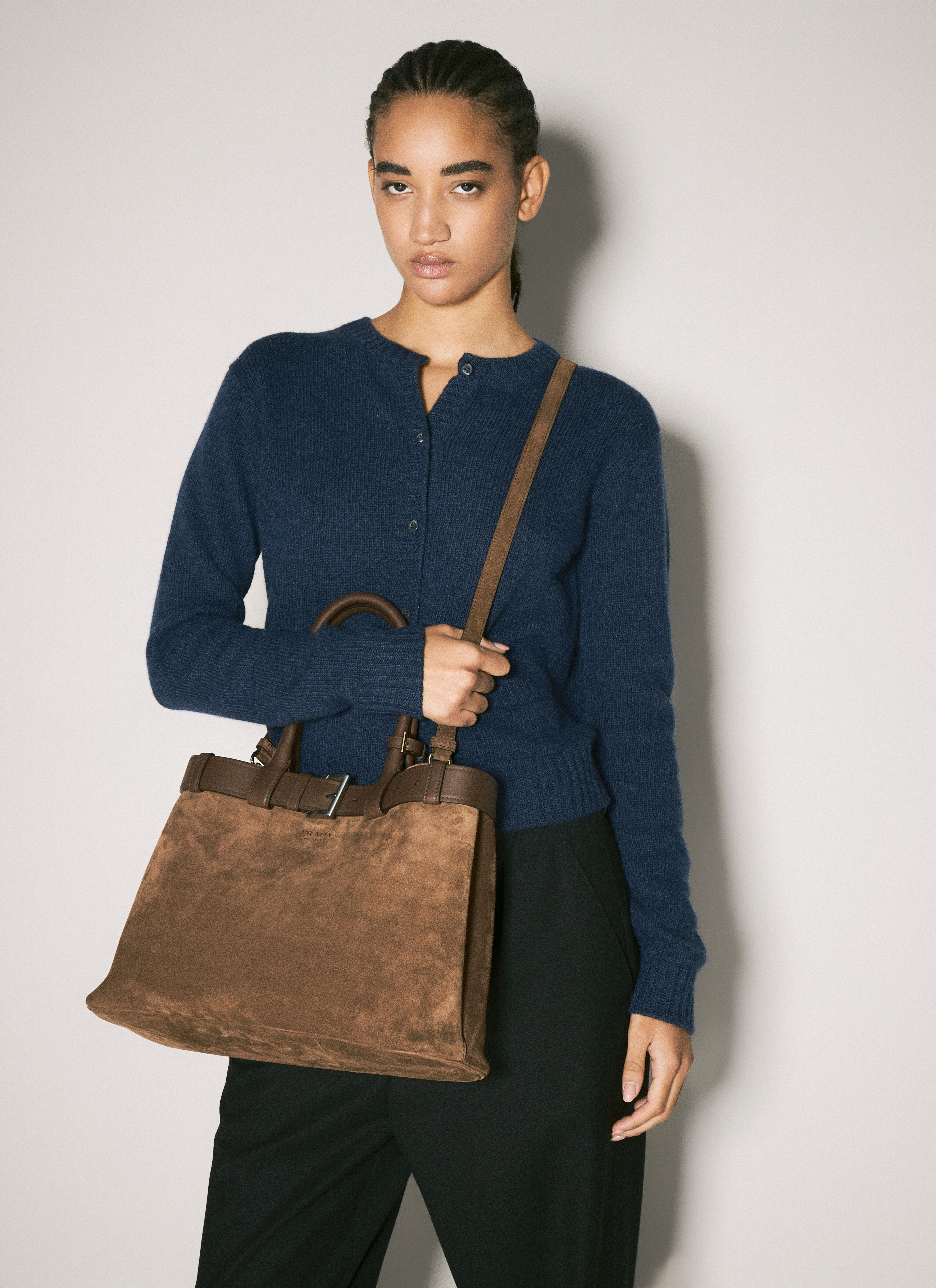 Brown Suede Handbag Prada Brown Shoulder Bag Prada Women's