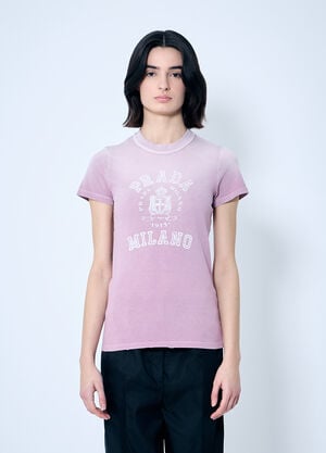 Prada Logo Print T-Shirt Purple pra0260014