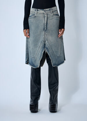Rick Owens Slivered Denim Skirt Denim ric0261007