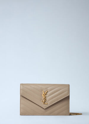 Saint Laurent Cassandre Envelop Chain Wallet Beige sla0260053