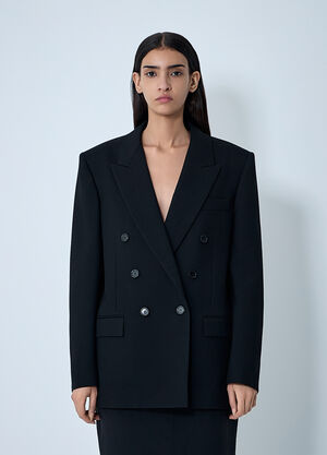 Saint Laurent Double-Breasted Blazer Black sla0261142