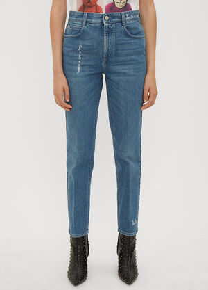 Stella McCartney Slogan Embroidered Jeans Blue stm0233030