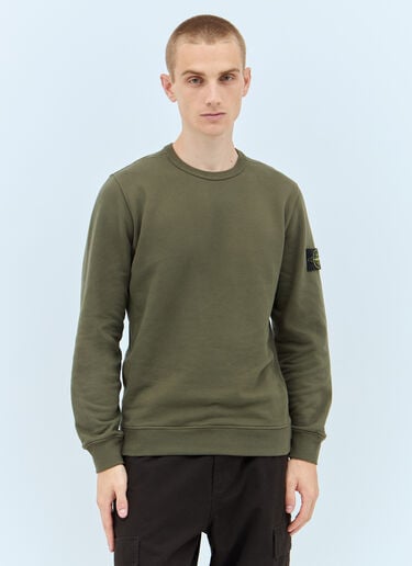 Stone Island 골지 마감된 옆면 맨투맨 그린 sto0158048