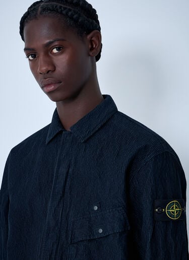 Logo Motif Corduroy Shirt Stone Island Logo Motif Corduroy Shirt Navy sto0162021
