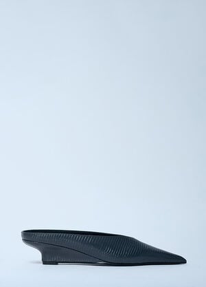 TOTEME Sharp Lizard-Embossed Wedge Mules Black tot0259032
