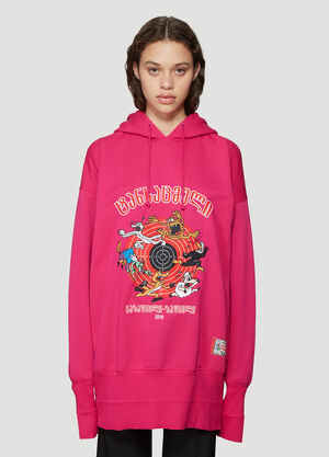 Vetements Oversized Cartoon Embroidered Hooded Sweatshirt Pink vet0236009