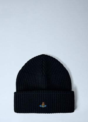 Vivienne Westwood Logo Motif Beanie Hat Black vvw0162010