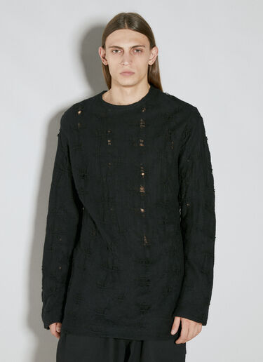 Yohji Yamamoto Distressed Knit Sweater Black yoy0154012