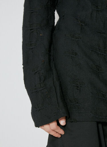 Yohji Yamamoto Distressed Knit Sweater Black yoy0154012