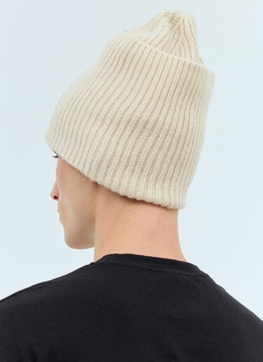 Acne Studios Embellished Face Logo Beanie Hat Beige acn0157039