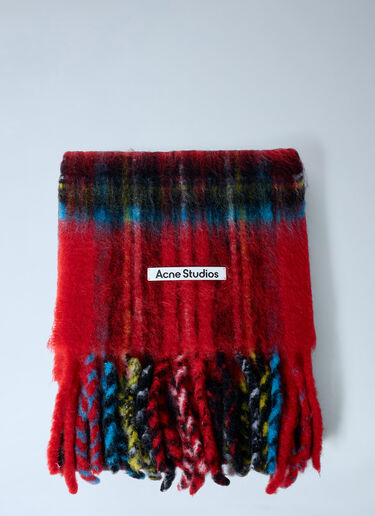 Acne Studios Mohair Checked Scarf Red acn0162034
