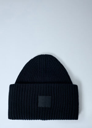 Acne Studios Logo Motif Beanie Hat Black acn0162035