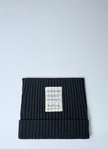 Acne Studios Ribbed Square Beanie Hat Dark Grey acn0162036
