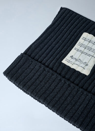 Acne Studios Ribbed Square Beanie Hat Dark Grey acn0162036