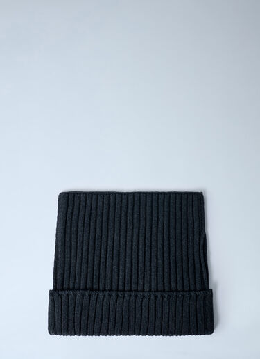 Acne Studios Ribbed Square Beanie Hat Dark Grey acn0162036