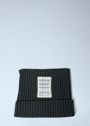 Acne Studios Ribbed Square Beanie Hat Green acn0162037