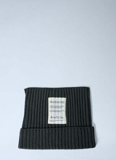 Acne Studios Ribbed Square Beanie Hat Green acn0162037