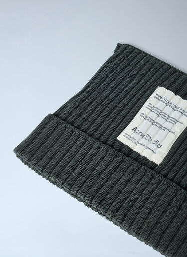 Acne Studios Ribbed Square Beanie Hat Green acn0162037