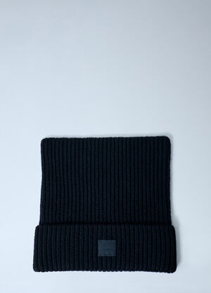 Acne Studios Face Logo Square Beanie Hat Black acn0162039