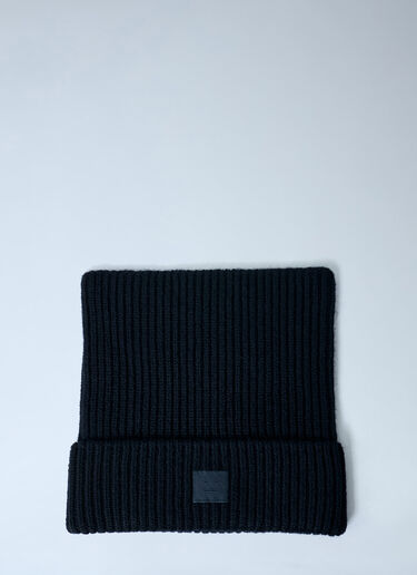 Acne Studios Face Logo Square Beanie Hat Black acn0162039