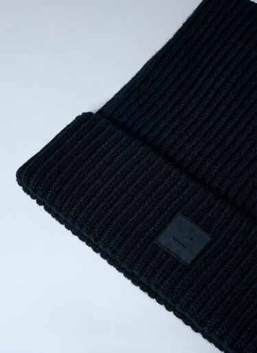 Acne Studios Face Logo Square Beanie Hat Black acn0162039