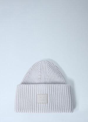 Acne Studios Large Face Logo Beanie Hat Light Grey acn0162046