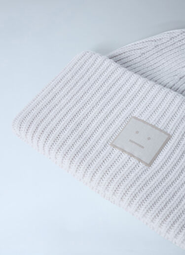Acne Studios Large Face Logo Beanie Hat Light Grey acn0162046