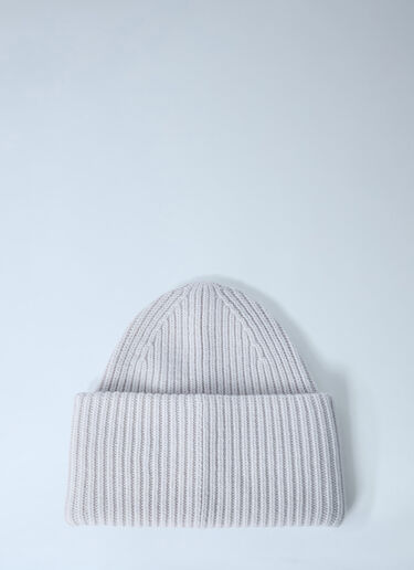 Acne Studios Large Face Logo Beanie Hat Light Grey acn0162046