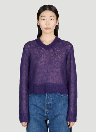 Cropped V-Neck Jumper Acne Studios Cropped V-Neck Jumper Purple acn0252019
