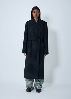 Acne Studios Belted Pinstripe Coat Black acn0262014