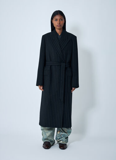 Acne Studios Belted Pinstripe Coat Black acn0262014
