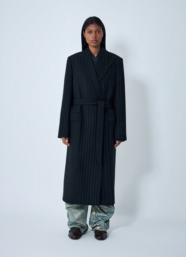 Belted Pinstripe Coat Acne Studios Belted Pinstripe Coat Black acn0262014