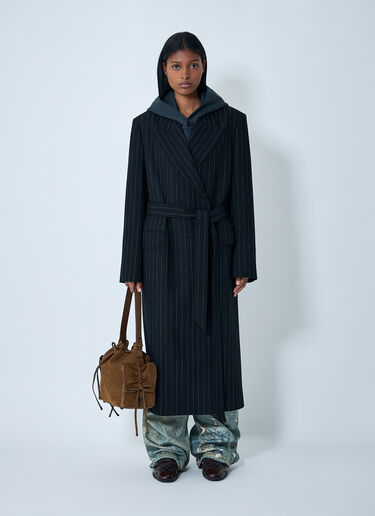 Acne Studios Belted Pinstripe Coat Black acn0262014