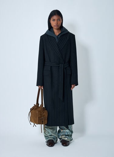 Belted Pinstripe Coat Acne Studios Belted Pinstripe Coat Black acn0262014