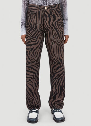 Tiger Print Batten Jeans Aries Tiger Print Batten Jeans Brown ari0246007