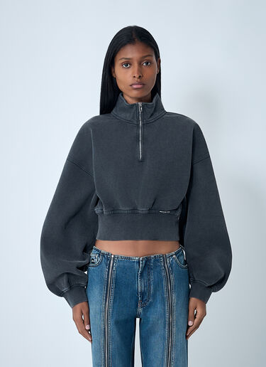 Alexander Wang Logo Motif Zip-Up Sweateshirt Charcoal awg0262003