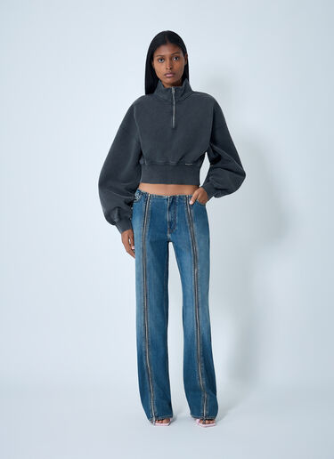 Alexander Wang Logo Motif Zip-Up Sweateshirt Charcoal awg0262003