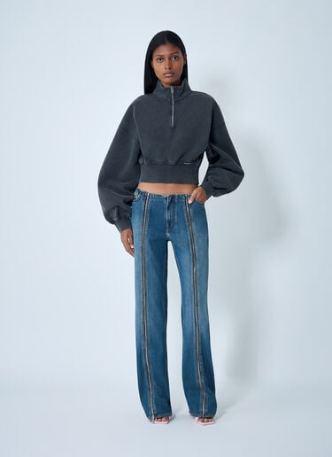 Logo Motif Zip-Up Sweateshirt Alexander Wang Logo Motif Zip-Up Sweateshirt Charcoal awg0262003