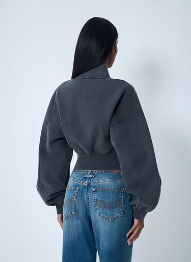 Logo Motif Zip-Up Sweateshirt Alexander Wang Logo Motif Zip-Up Sweateshirt Charcoal awg0262003