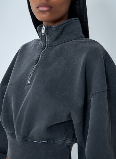 Alexander Wang Logo Motif Zip-Up Sweateshirt Charcoal awg0262003