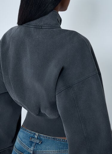 Logo Motif Zip-Up Sweateshirt Alexander Wang Logo Motif Zip-Up Sweateshirt Charcoal awg0262003