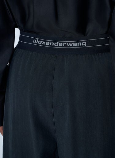 로고 모티프 신축성 마감 팬츠 Alexander Wang 로고 모티프 신축성 마감 팬츠 블랙 awg0262005