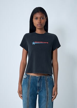 Alexander Wang Logo Motif T-Shirt Black awg0262006