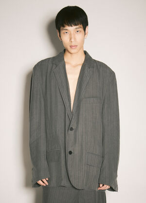Balenciaga 细条纹精裁西装外套 灰色 bal0158005