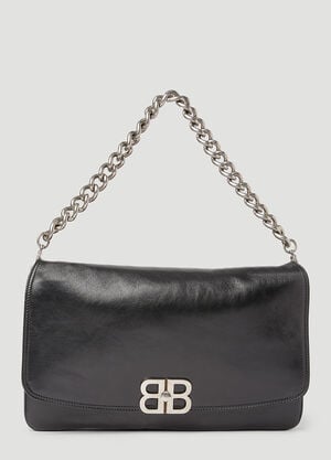 Balenciaga BB 柔软大号翻盖单肩包 黑色 bal0253033