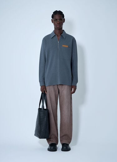 Bottega Veneta 이중 면 멜랑주 폴로 셔츠  다크 그레이 bov0162003