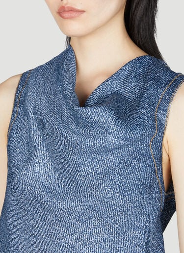데님 프린트 미디 원피스 Bottega Veneta 데님 프린트 미디 원피스 블루 bov0255008