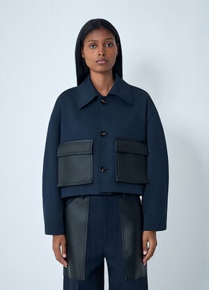 Bottega Veneta Compact Wool And Cotton Twill Jacket Blue bov0261012